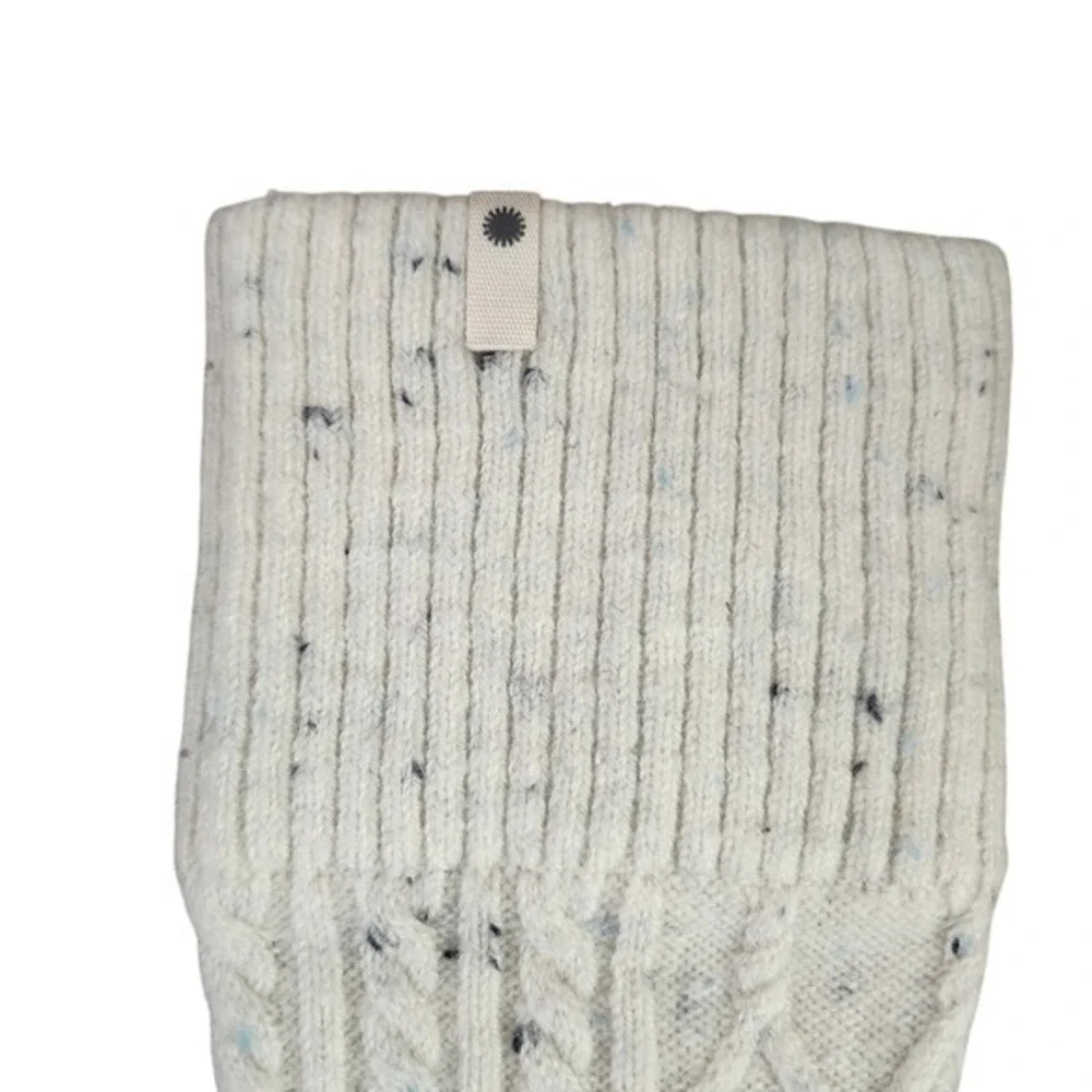 UGG Laila Tall Cable Knit Socks Cream Speckle Fold Over Cuff  Boot Socks‎  LG